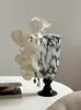 Vazen Zwart-wit Patroon Hoge Poten Glazen Vaas Woonkamer Bloemstuk Decoratie