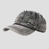 Jucongonghat Old Washed Denim Baseball Cap Men's Adgationable Perforated Cap Women's Cap