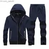 Men's Tracksuits Winter Thick Men Sports Suit Tracksuit Hooded Sportswear Zipper Sweats Suits Hooded Mens Tracksuits Pants Fleece Warm Sets Male Z230726