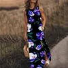 Lässige Kleider Sommerkleid für Frauen Blumendruck ärmellos Rundhals Tank Maxi elegante böhmische Sommerkleid Kleidung Vestido 2023