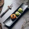 プレート日本風の長いプレートクリエイティブ長方形の寿司黒いシンプルなレストランの食器用品