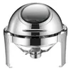 Juegos de vajilla de lujo grande de acero inoxidable Chafing Dish Gold 6.5L Big Roll Top Round Catering Warmer