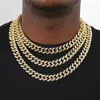 Hanger Kettingen Hip Hop Iced Out Verharde Steentjes 1 Set 13 MM Zilver Kleur Volledige Miami Curb Cubaanse Ketting CZ Bling Rapper Kettingen Voor Mannen Sieraden J230725