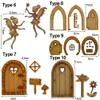 Decorative Objects Figurines Wooden Miniature Fairy Elf Door DIY Painting Vintage Decor Dollhouse Garden Craft Accessories Doll House Micro Landscape Gift 230725