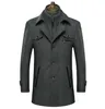 Homens mistura inverno clássico moda trench coat jaquetas homens longo fino ajuste casaco casual quente outerwear blusão 230725