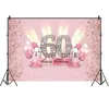 Hintergrundmaterial Rosa 60 Fotohintergrund Happy Birthday Party für Frauen 60 Jahre alt Fotohintergrund Banner Dekoration Requisiten x0724