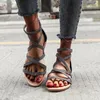 Sandaler Factory Direct Women Plus Size 43 Gladiator för Beach Flat Summer Shoes Woman Zip Drop Chaussures Femme