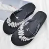 Slippers Luxury Rhinestones Diamond Flip Flops Women Sandals Slippers Holidays Casual Beach Shoes Wedge Platform Sandal Female qt540 L230725