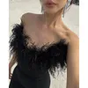 Casual Dresses Feather Dress Black Party Sheath White Sexy Sleeveless Long Evening 2023 In Solid Strapless Midi