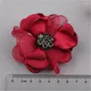 Haarspeldjes Mini Bestel 10st 60MM Zwart Strass Kern Chiffon Stof Bloemen DIY Sieraden Ornament Accessoires Bloemen Knop Patch Sticker