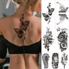 Autocollant de tatouage temporaire étanche vieille école papillon papillon Tatto boussole fleurs aile horloge corps Art bras faux manche Tatoo