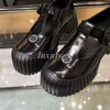 Tasarımcı Sıradan Ayakkabı Ruby Mary Jane Ayakkabı Platformu Deri Elbise Ayakkabı Baskı Dantel Yukarı Eğitmenler Siyah Toka Artan Düz Ayakkabı