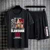 Мужские спортивные костюмы аниме шляпы Dunk Trade Cuit Men Sakuragi Hanamichi Tee 100 хлопок негабаритный футболки. Случайные шорты манги Негабаритный 2 часа 230724