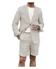 Erkekler Takım Bej Erkekler 2 Parçası Düğün Smokin Çentikli Kazan Moda Damat Resmi Giyim İnce Fit Blazer Ceket Pantolon