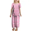 Robes décontractées été filles robe polynésienne tribus conception vêtements pour enfants grande taille 2-14 t à manches courtes