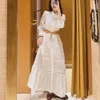 New-S-andro A-Linien-Kleid mit Blütenblattkragen, langärmelig, einreihig, Midi-Kleid für Damen
