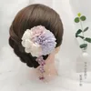 Hårklipp japanska handgjorda tygblommatillbehör Klipp Tassel Kimono Hairpin Headbonad Geisha Barrette Wedding Festvial Hairpins