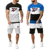 Chándales para hombres Moda para hombres Culturismo Chándales a rayas Verano Casual Fresco Manga corta Estampado deportivo Streetwear Camiseta gráfica Conjunto de pantalones cortos 230724