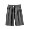 Herr shorts sommar män lösa sport utomhus snabb torkad is silk casual fitness byxor gym knä längd svart/vit/grå