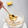 Stainless Steel Coffee stirring Spoons Colored Ice Cream dessert Cake Soup spoon 7-inch Reusable tea sugar round mixing spoons NEW