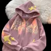 Damen Hoodies Sweatshirts American Letter Print Cardigan Y2K Street HipHop Trend Paar Lazy Wind Loose Zipper Coat 230725