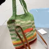 Sac tissé en paille printemps / été sac de créateur pour femmes Lafite herbe mode seau tissé panier de légumes sac à main 230420/0715