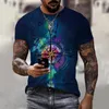 Camisetas masculinas Vintage T-shirt para o verão Manga curta com decote em O 3D Âncoras estampadas Camiseta Roupas grandes Roupas casuais streetwear