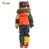 Down Coat Hiheart Kids Ski Suit Jumpsuit Snowboard Overalls Winter Warm Windproof Waterproof Ski Clothing Outdoor Sportswear Patchwork HKD230725