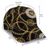 Ball Caps Noisydesigns luksusowy czarny czapka baseballowa kobiety mężczyźni na świeżym powietrzu czapki dla dorosłych złotą łańcuch Circle Femme Luxe 2023 Dropship