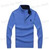 Men's Sweaters Designer Mens Business Jacket Rl Casual Semiturtleneck Zipper Men Sweater Knitted Cardigan Pony Top t