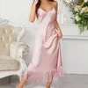 Indumenti da notte da donna Camicie da notte da donna Nappe Indumenti da notte Sottile con scollo a V Bretelle Gonna Ladies Lingerie Homewear Long Sleepdress Four Seasons