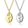 Kettingen Frankrijk Dainty Stainless Steel 18k Gold Plated Rose Flower Ketting Partij Sieraden Vrouwen Charme Ovale Hanger