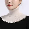 スカーフユニセックスビブ秋/冬の暖かさ首の保護襟装飾的な偽のニットウールソフトストレッチフリル女性f34