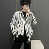 Men's Jackets 2023 Spring Lamb Striped Design Motorcycle Streetwear Style Casual Short Fashion Coats Moto & Biker