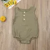 Rompertjes Born Baby Baby Meisjes Jongens Romper Katoen Linnen Effen Kleur Mouwloze Knop Bodysuit Jumpsuit Sunsuit 0 24M 230724