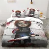 Horror Movie Cover Digital Print Polyester Bedding Set barn barn täcker pojkar sängkläder uppsättning för tonåringar king size sängkläder set l230704