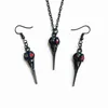 Halsbandörhängen Set Black 3D Raven skalle med röda pärlor vintage gotiska steampunk roliga gåva