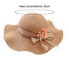 Geniş Memlu Şapkalar Çiçek Dekor Dantel Bowknot Yuvarlak Dome Güneş Şapkı Kadınlar Büyük Disket Saman Moda Aksesuarları
