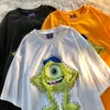 Kvinnors t-shirt street roligt en ögon monster embryo kort ärm o-hals t-shirt kvinnor sommar lös par super stora y2k topp t-shirt kvinnor 230720