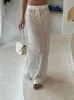 Gonne Maxi Per le donne Abiti di moda Abiti da spiaggia per le vacanze Gonna Bottoms Vedere attraverso Elegante scava fuori lavorato a maglia bianco