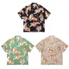 Camisas casuais masculinas de alta qualidade WACKO MARIA Camisa TimLehi Anel de fogo Tiger Totem Havaiano Manga curta Oversized e feminina 1:1