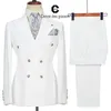 Men's Suits Blazers Cenne Des Graoom Men Suits Double Breasted Tailor-Made Tuxedo 2 Pieces Blazer Vest Pant Wedding Party Groom Costume Homme A24-46 230724