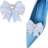 Shoe Parts Accessories Elegant Blue Bow Shoe Clips Detachable Lace Shoe Embellishment Women Shoe Buckle Lolita Shoe Decoration for Wedding Party 2 Pcs 230724