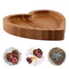 Pochettes à bijoux Plateau en forme de coeur Plat en bois Support en bois Plaque de rangement En bois Snack Fruit Bibelot Plateau Affichage Dessert Décor Organisateur Gâteau