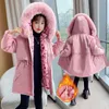 Down Coat New Girls Winter Pink Coats Children Plus Velvet Hooded Jacket Kids Thick Warm Parkas Teen Windbreaker Outerwear 6 8 10 11 12 Y HKD230725