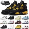 Med Box Jumpman 4 4S basketskor Mens Trainers Military Black Cat Thunder Vit Cement Pine Green White Cement Women Sneakers Sport