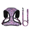 Reflective Dog Harness Cartoon Justerbar mjuk promenad koppel set valp katt snabb frisläppande harnes för liten medelhund l230620