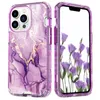 Coques de téléphone antichocs en marbre robuste Defender 3in1 pour Iphone 14 Pro Max 13 12 11 Pro Max XR XS X 6 7 8 plus couverture en TPU souple en acrylique dur hybride robuste