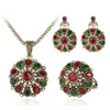 Necklace Earrings Set Megin D Vintage Ethnic Alloy Necklaces Rings For Wemon Lover Friend Wedding Stage Cheongsam Accessorie Fashion Gift