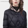 Vrouwen Down Parka's Mode Dames Knielengte Zwart Lang Donsjack Overhemd Kraag Geborduurd Warme Dikke Winter Parka's Witte Eendendons Trech Coats HKD230725